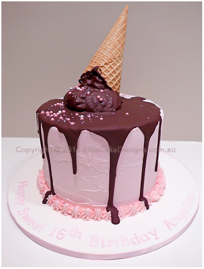 Waffle Ice Cream birthday cake for a girls sweet 16th